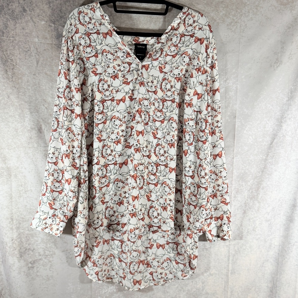 Torrid Disney Aristocats Georgette Marie Harper Pullover Blouse 2 Plus White Cat